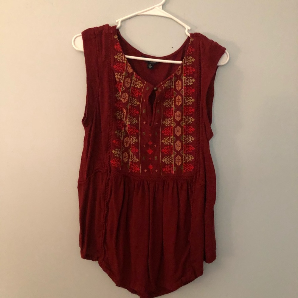 Lucky Brand Burgundy Sleeveless Top